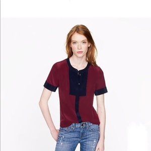 J.Crew Silk Purple Blue Bib Colorblock Blouse